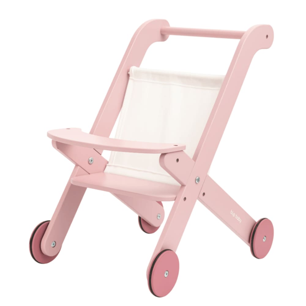 Brinquedo De Madeira Carrinho De Boneca Rosa - Bup Baby