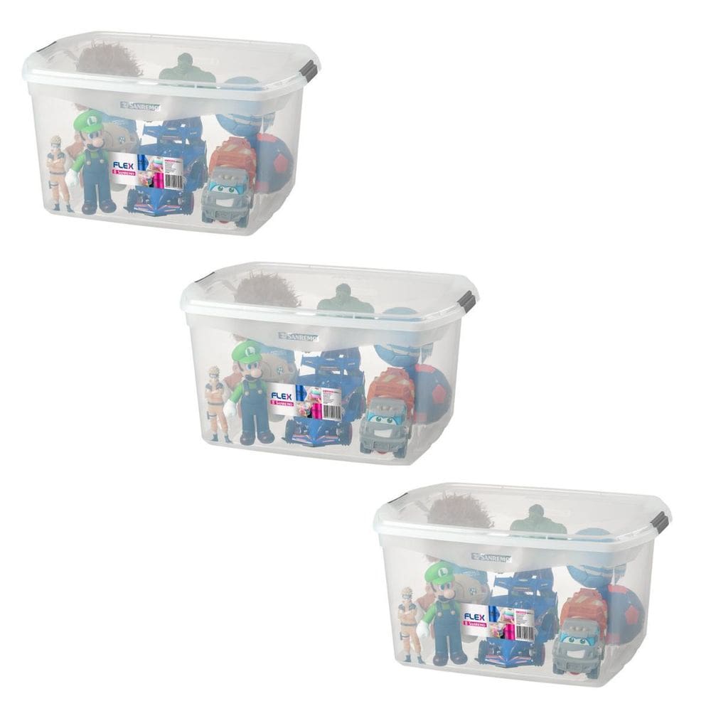 Kit 3 Caixas Organizadora Multiuso 68 Litros Sanremo