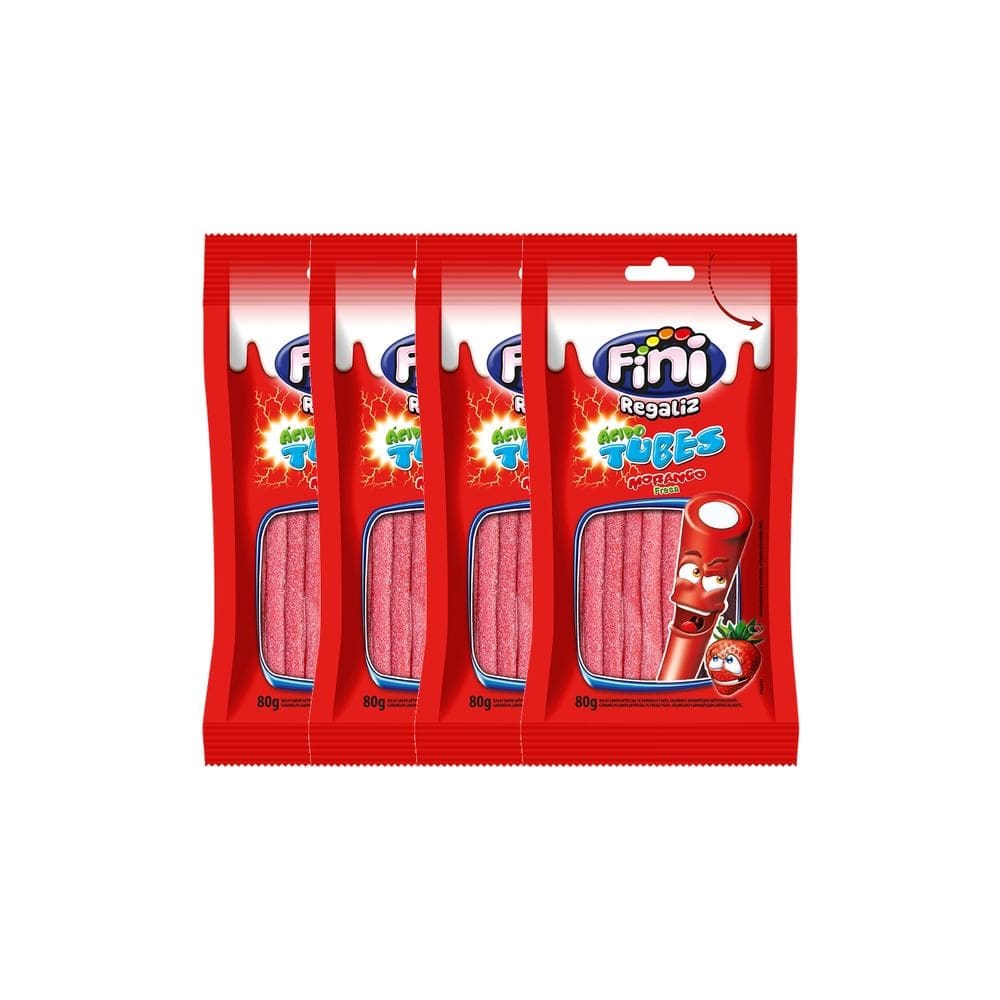 Kit 4 Balas Fini Tubinho de Morango Cítrico 80g