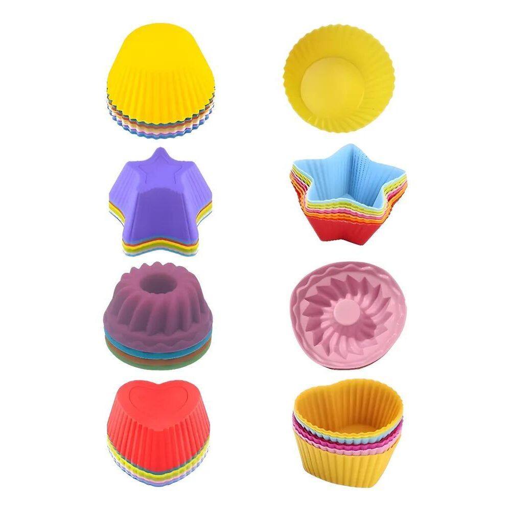 10X Conjunto 12 Forminhas Em Silicone Para Bolo Cupcake Muf