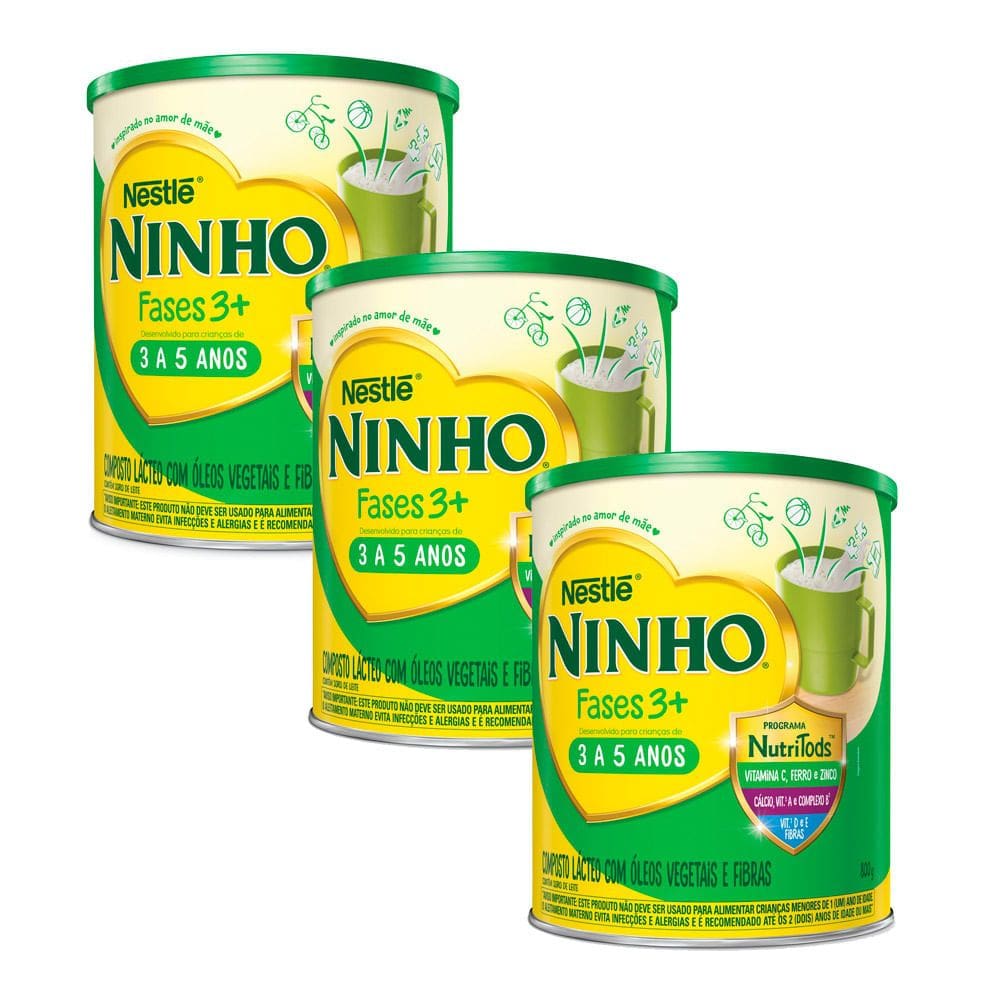 Kit 3 Ninho 3+ Fases Nutri Pré Escolar 800g