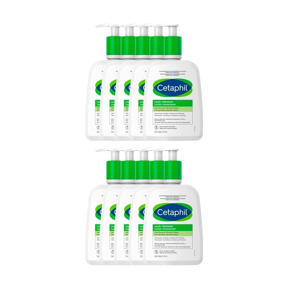 Kit 10 Cetaphil Loção Hidratante Galderma para Pele Normal a Seca 473ml