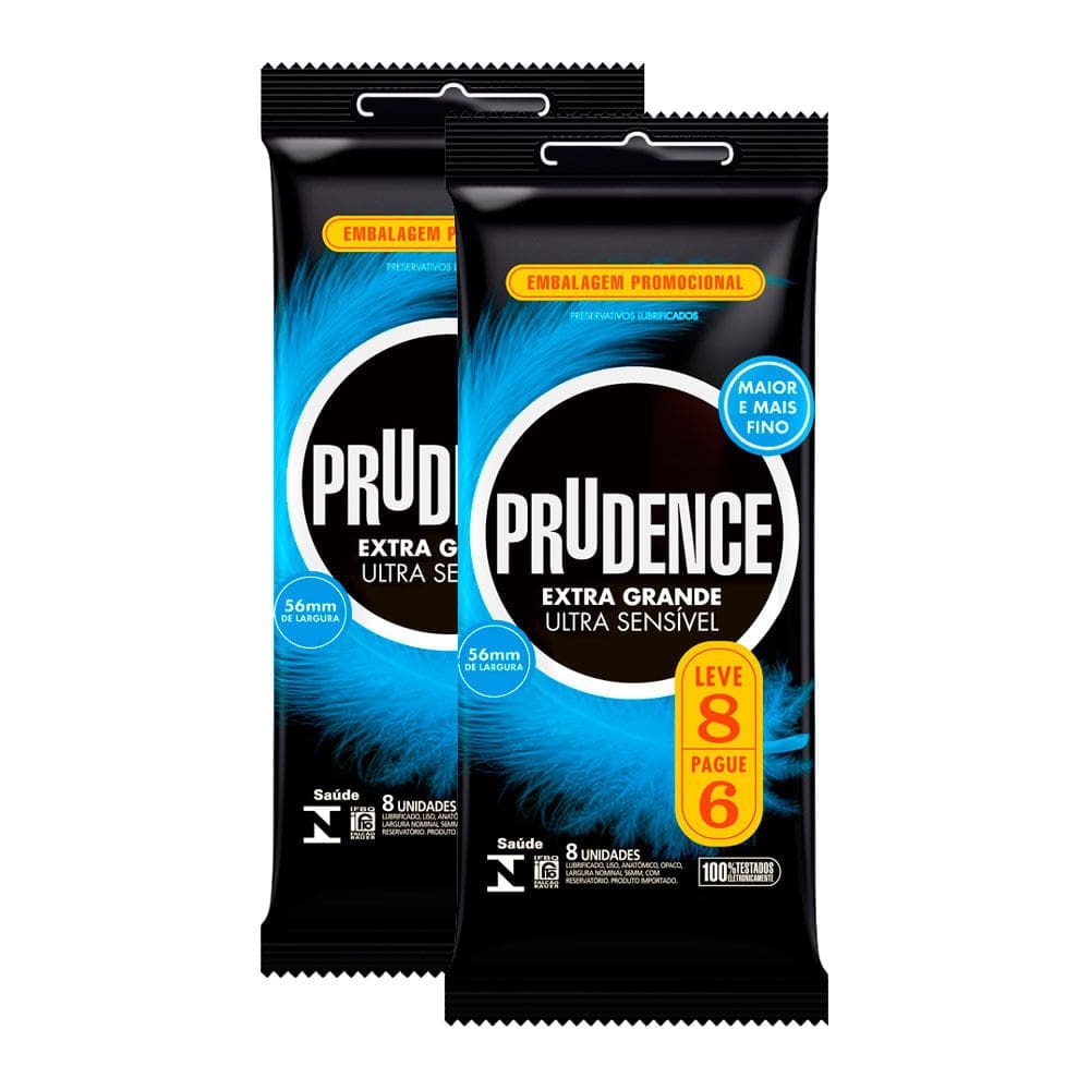 Kit 2 Preservativo Prudence Ultra Sensível Extra Grande Leve 8 Pague 6