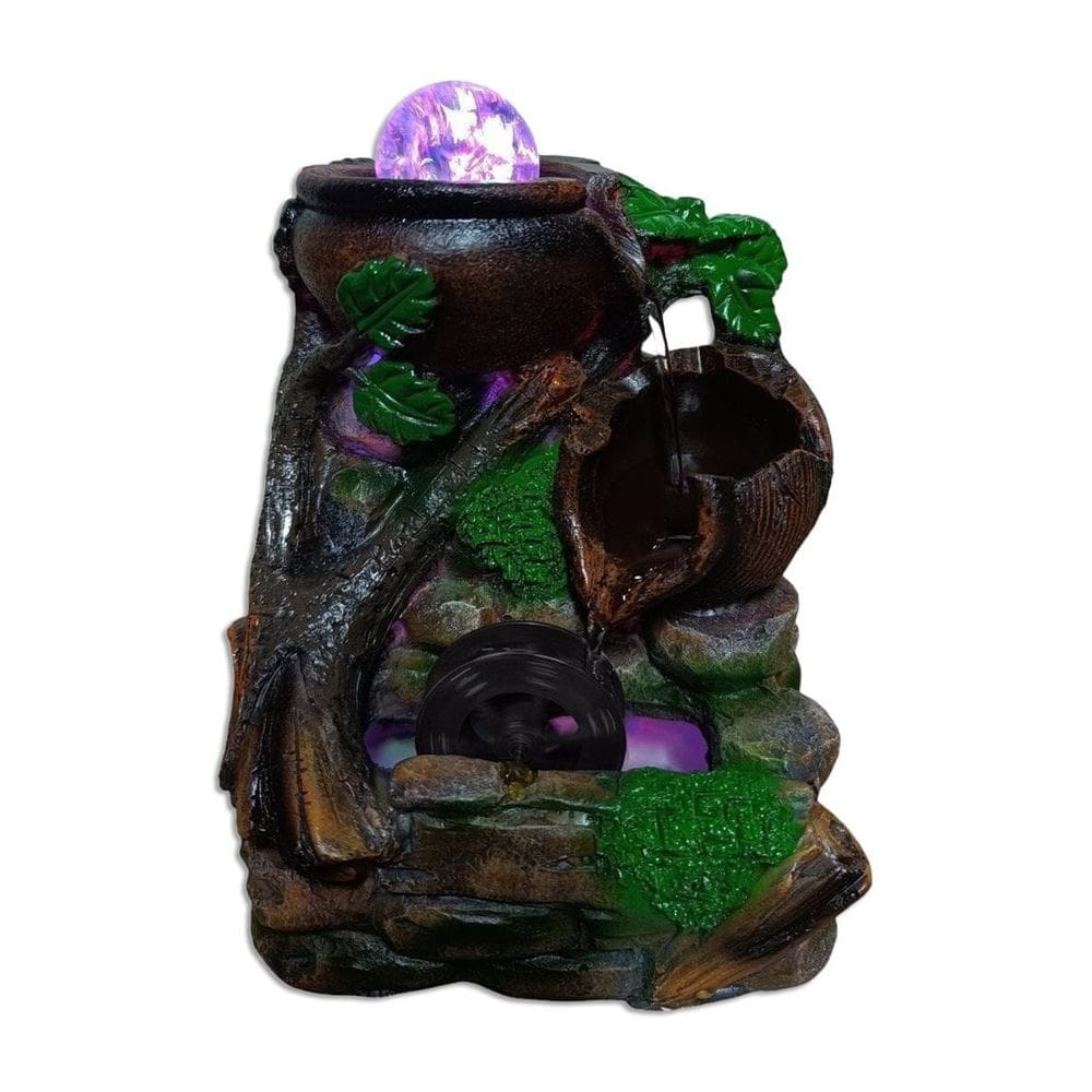 Fonte De Água Decorativa Led Cascata Paisagem Relaxante 2604