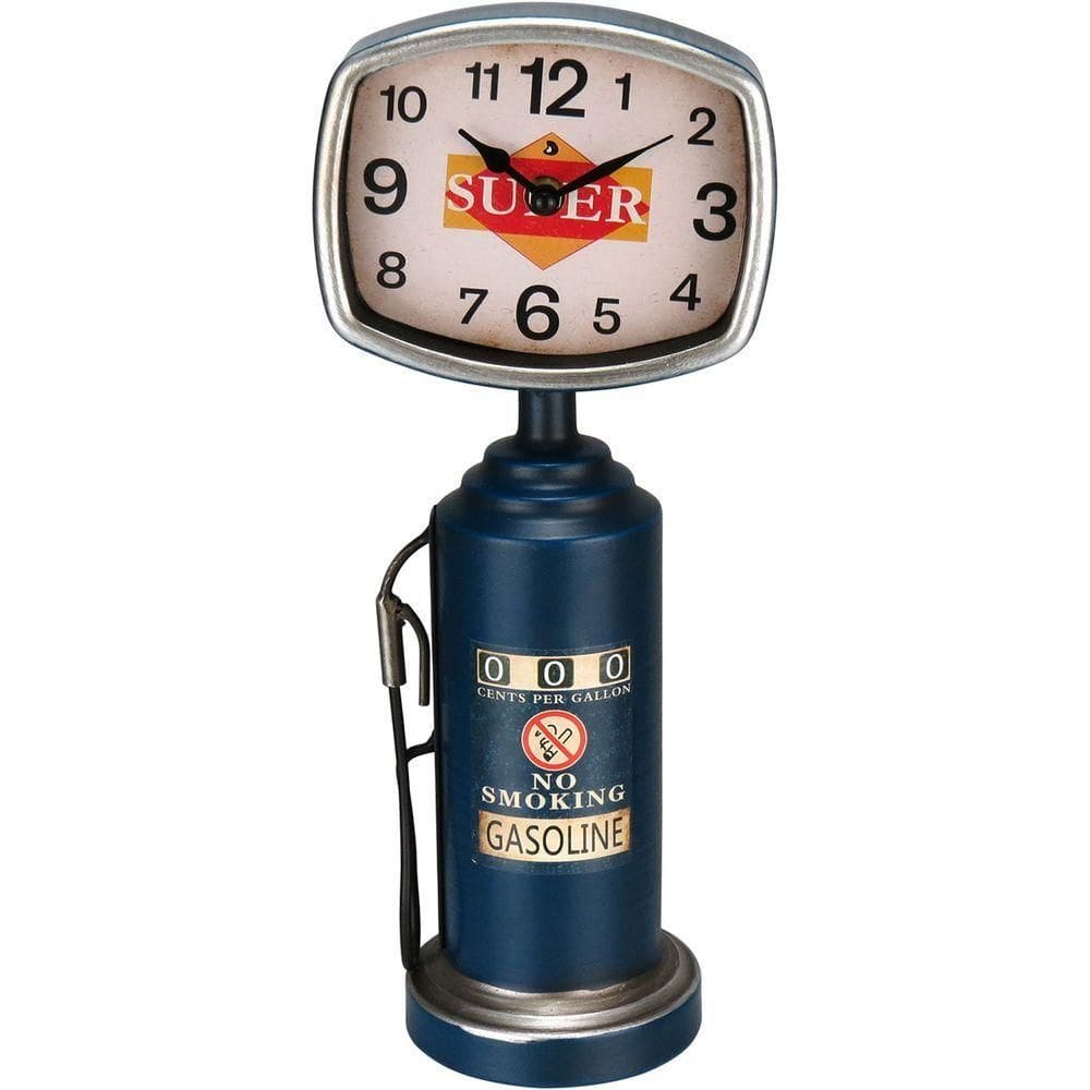 Relogio De Mesa Vintage Decorativa Metal 36x15x10cm Azul