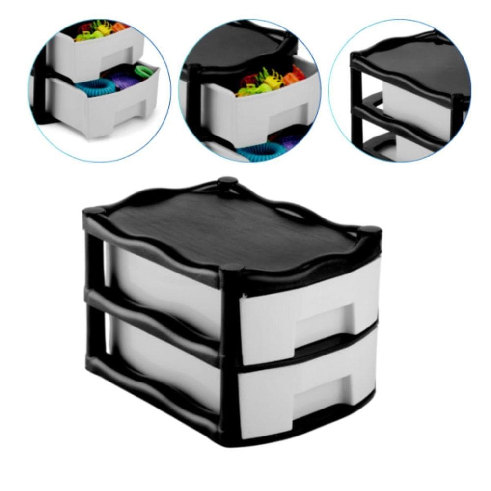 Organizador Gaveteiro Resistente Retangular 2 Gavetas Preto