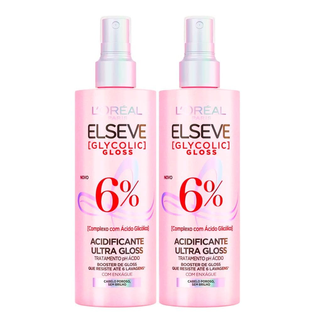 Kit 2 Acidificante Ultra Gloss Elseve Gycolic Gloss 6% com 200ml