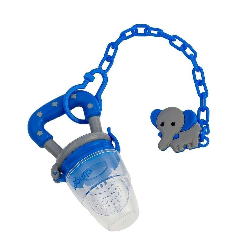 Porta Frutas Azul Com Prendedor De Chupeta - O Acessório Perfeito Para Bebês Na Alimentação