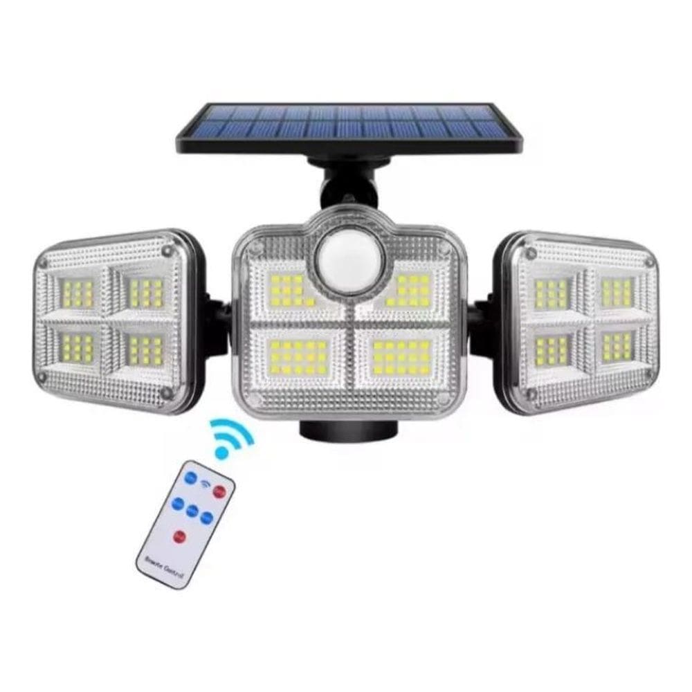 2X Holofote Led Solar Light Recarregavel 3 Cabeças 120 Leds