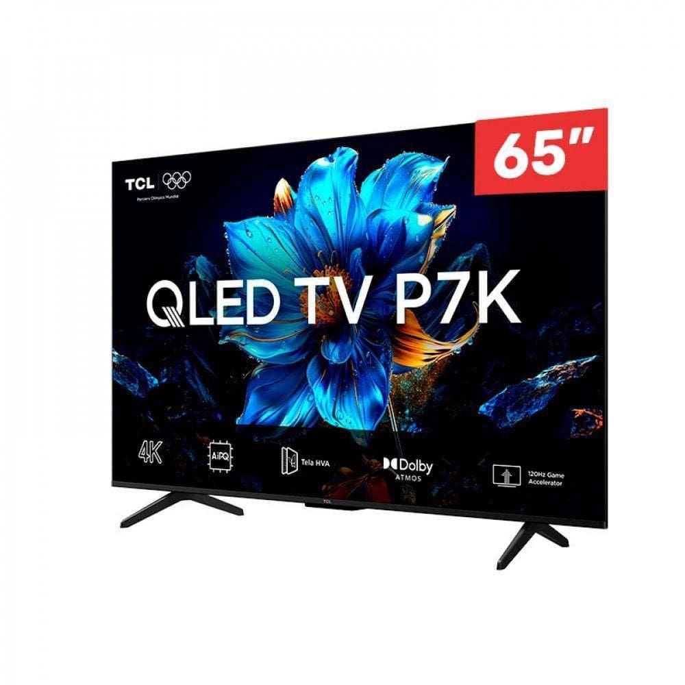 Smart TV 65” TCL QLED 4K Ultra HD 65P7K com Sistema Operacional Google TV