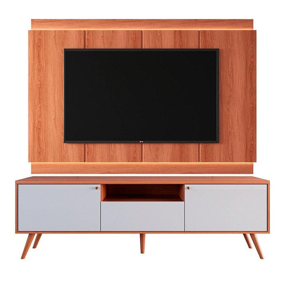 Rack Bancada Com Painel Para Tv De Até 75 Com Led Tina Jequitiba-off White