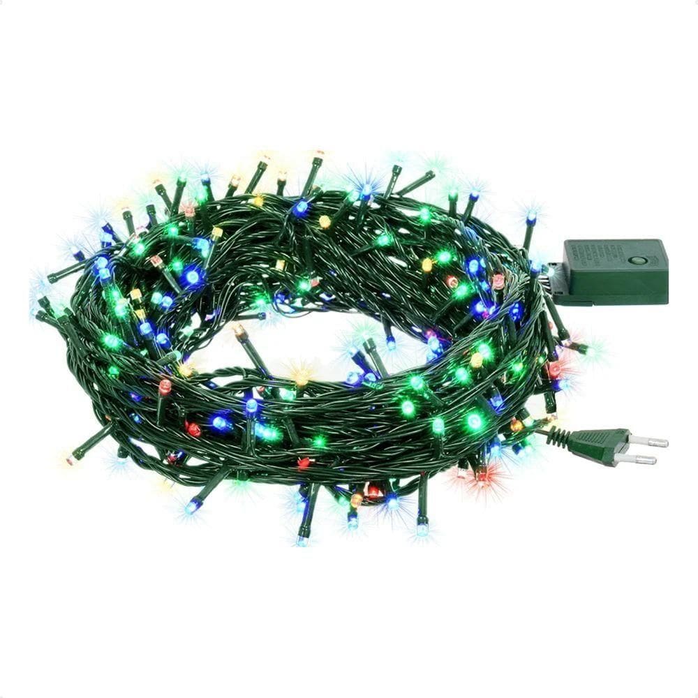 Cordão Luminoso Led Pisca Pisca 8 Funções 200 Leds Taschibra 110v Colorida