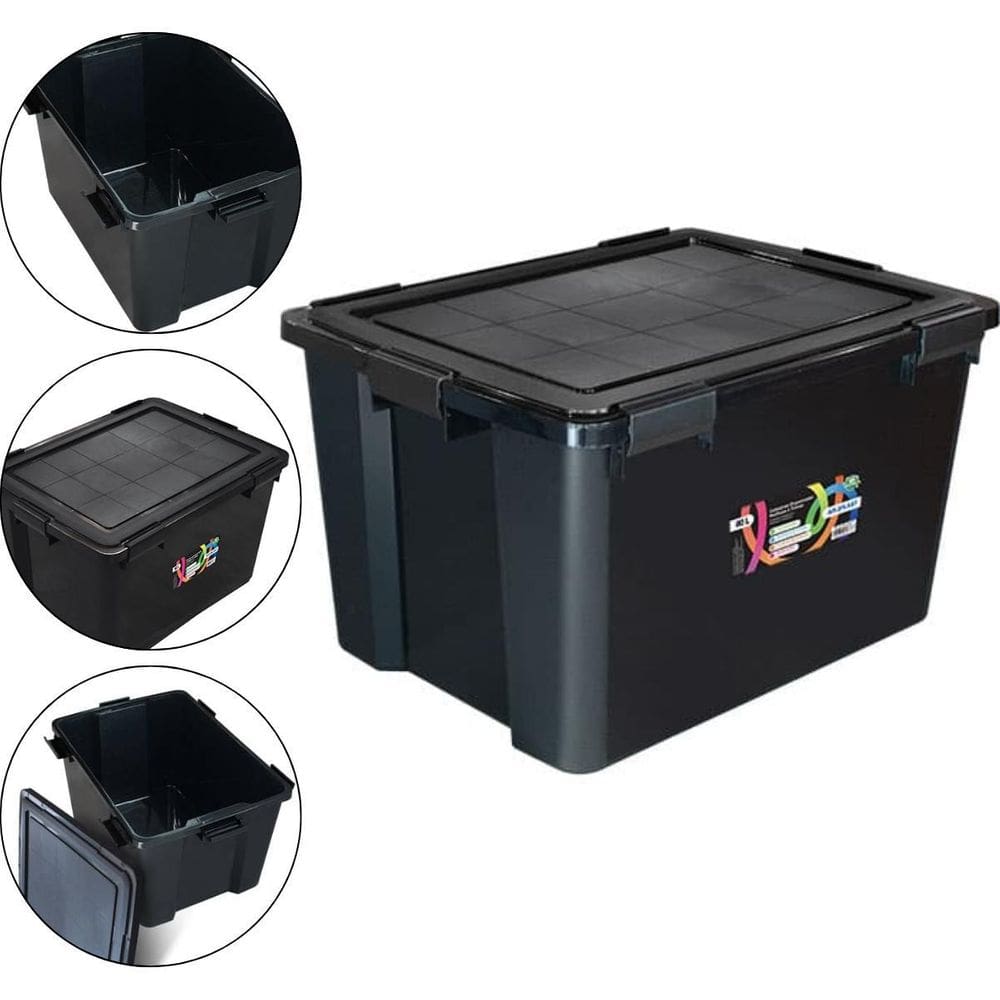 Caixa Organizadora Multiuso Com Tampa E 6 Travas 80 Litros