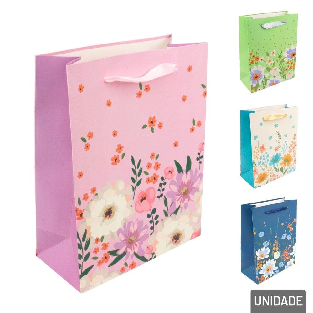 Sacola de Papel 23x18cm Flores - Tudo em Caixa