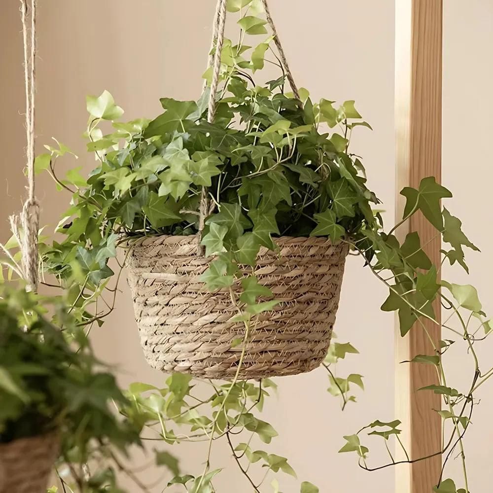 Cesto Vaso Cachepo De Palha Decorativo Sala Varanda Jardim