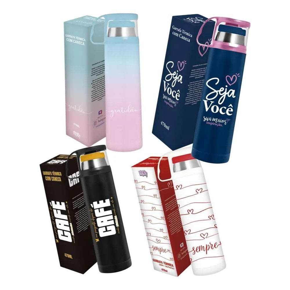 Garrafa Térmica Inox Com Tampa Caneca Bebidas Quentes Frias