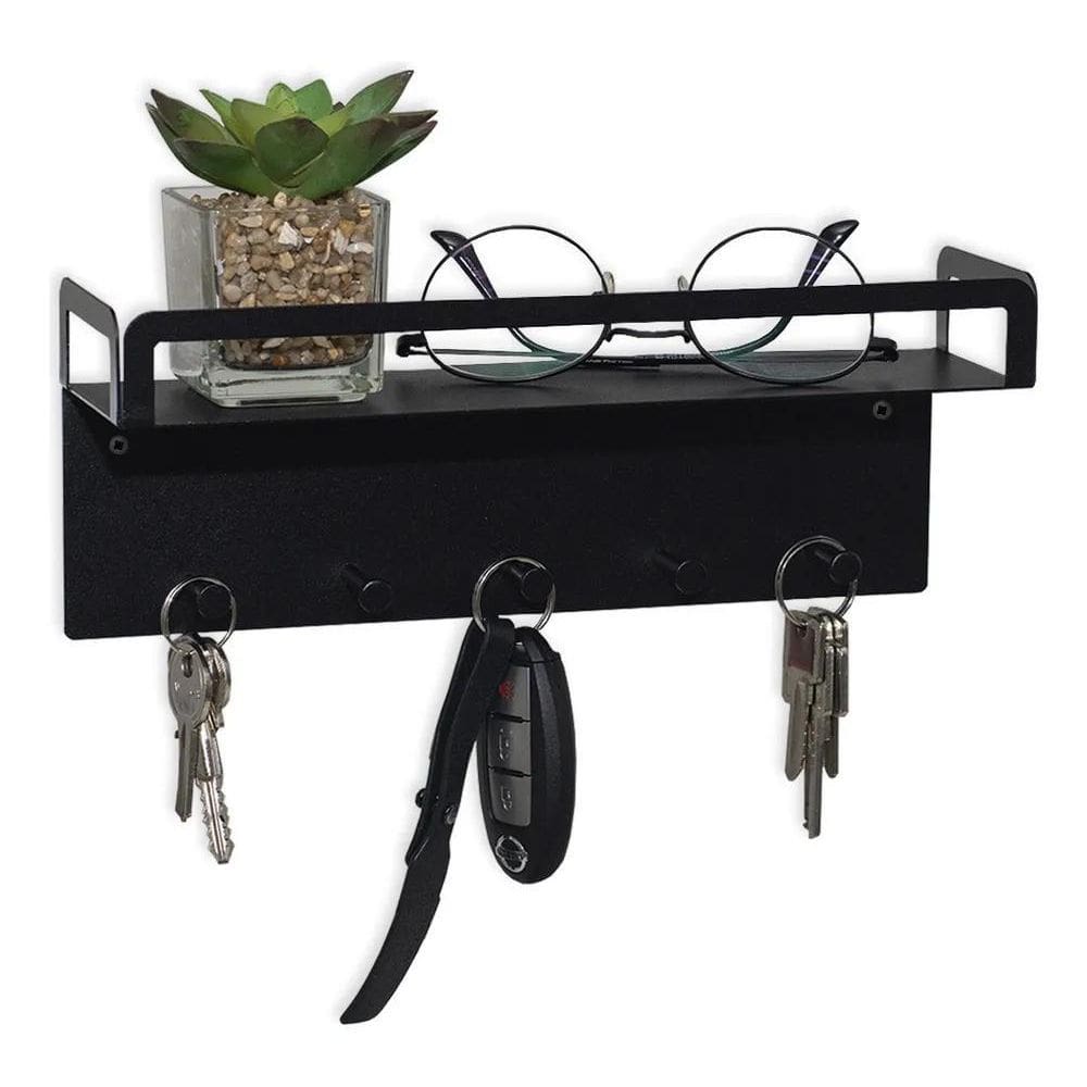 2X Suporte Porta Chaves Com Prateleira Para Decoração Aço Pr