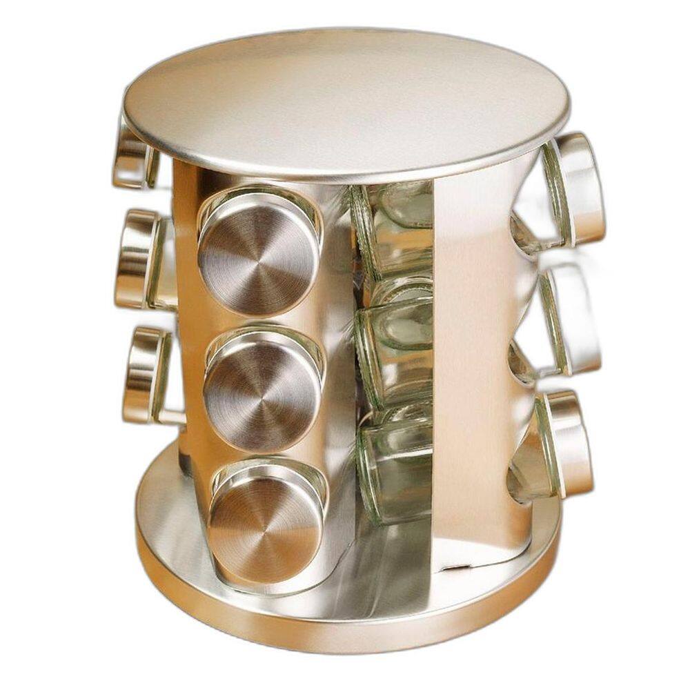 Porta Temperos Vidro Giratório Tampa Inox Condimentos