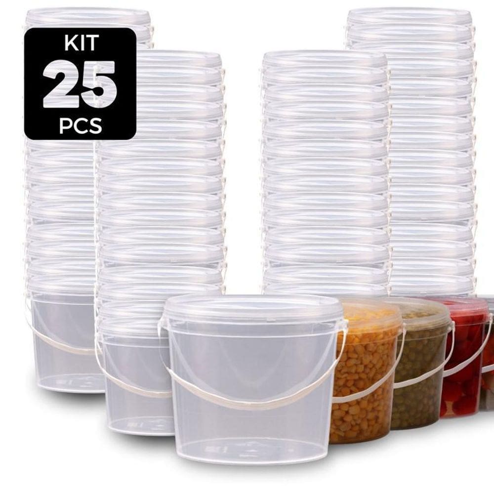 Balde 1.8L Transparente Para Alimentos 25 Pçs