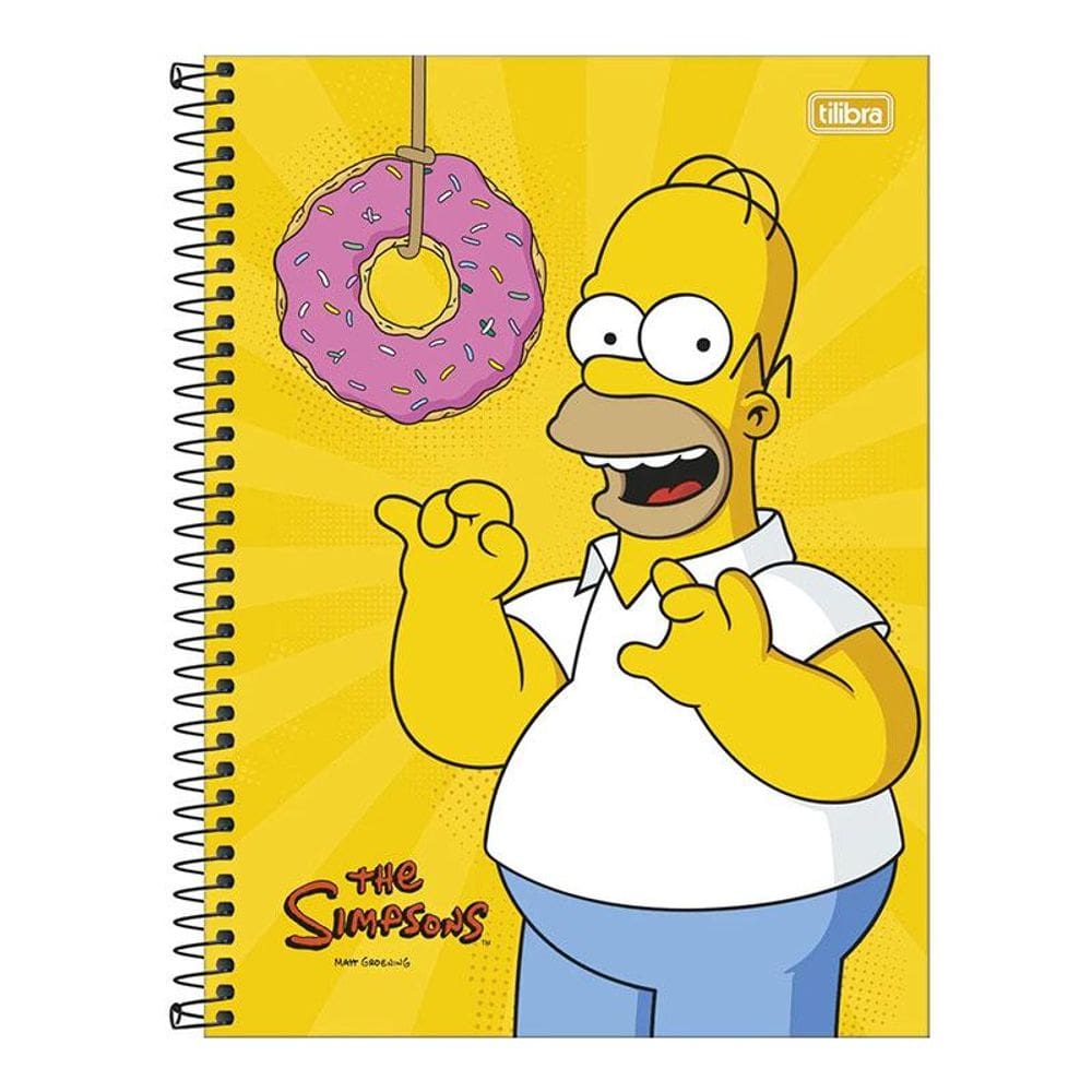 Caderno Espiral Universitário Simpsons Donuts 16 Matérias - Tilibra