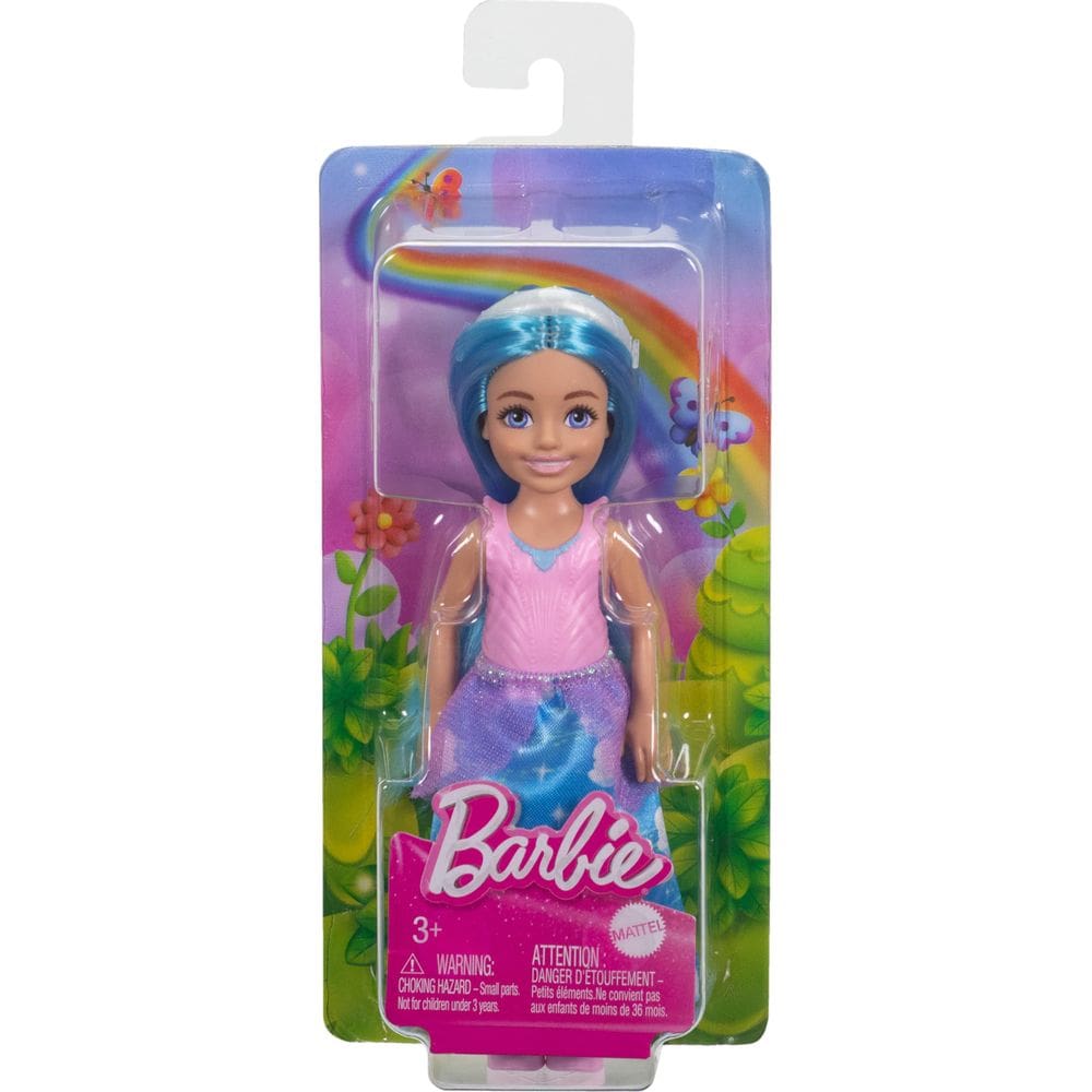 Boneca Barbie Royal Chelsea com cabelo azul com saia removível