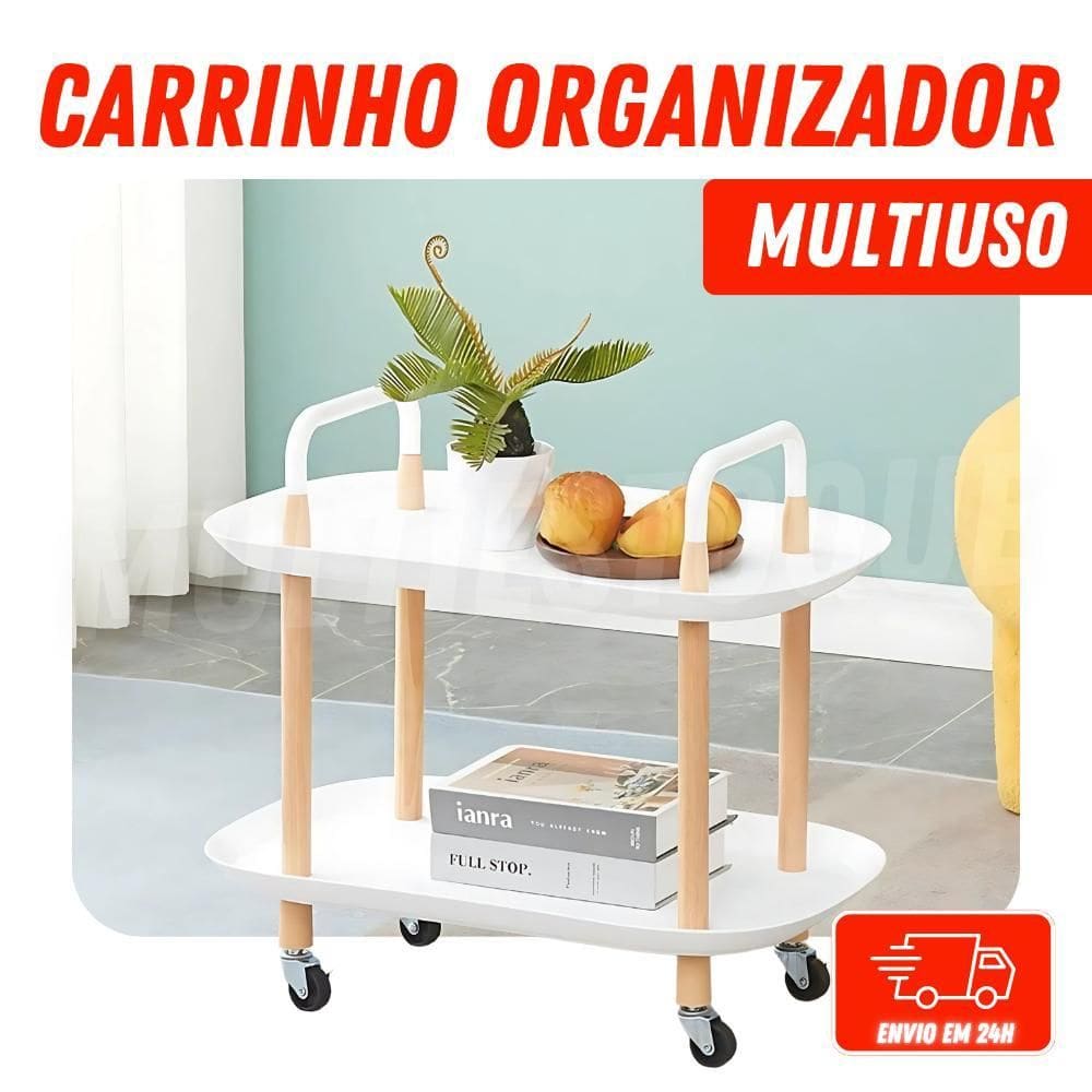 Carrinho Organizador Multiuso Com 2 Prateleiras