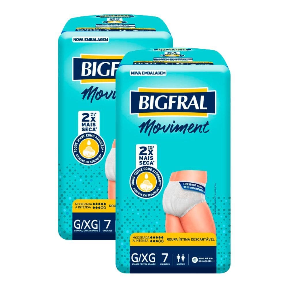 Kit 2 Roupa Íntima Bigfral Moviment G/XG 7 Unidades