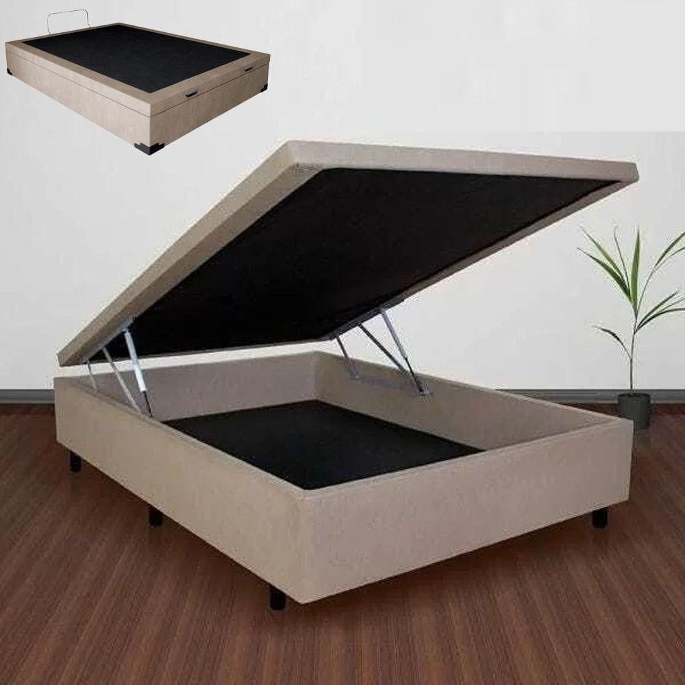 Cama Box Baú Casal Suede 138x188 Sllep Camas - Bege