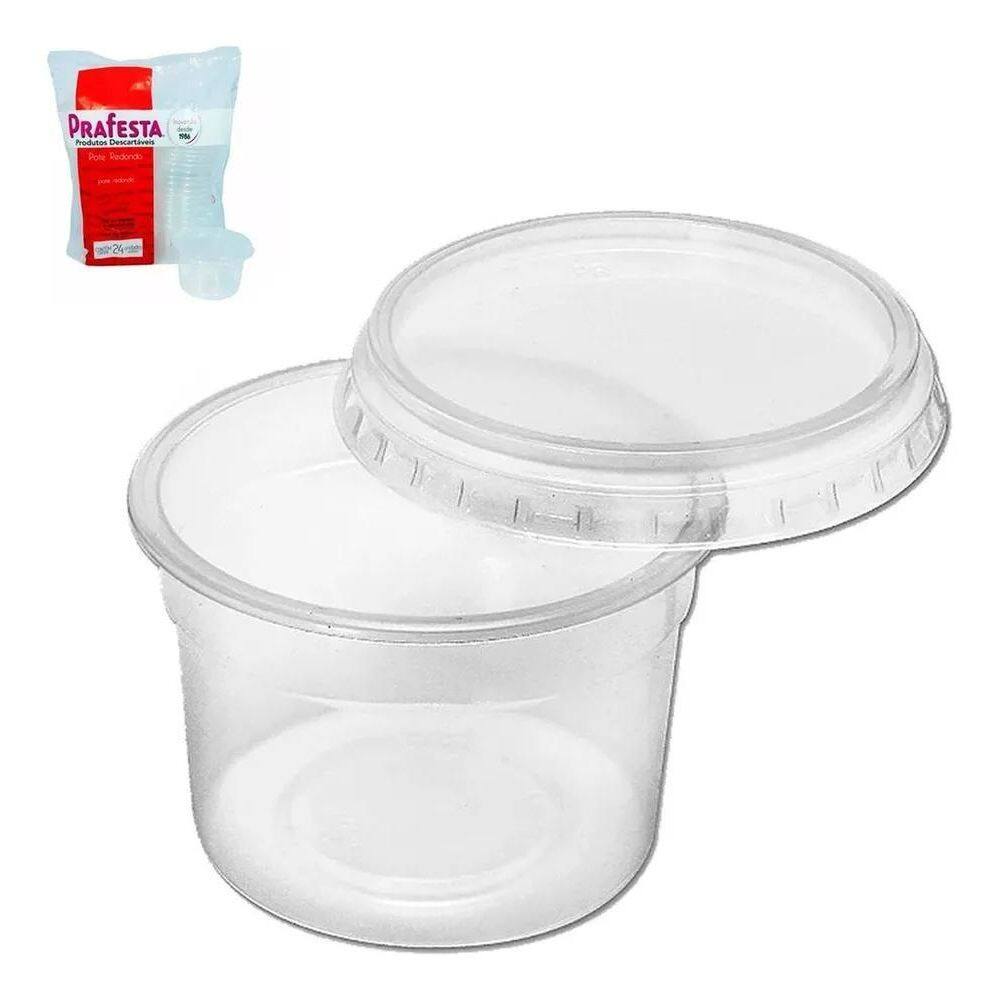 Pote Descartável Redondo 145Ml Tampa Freezer Microondas 24Un