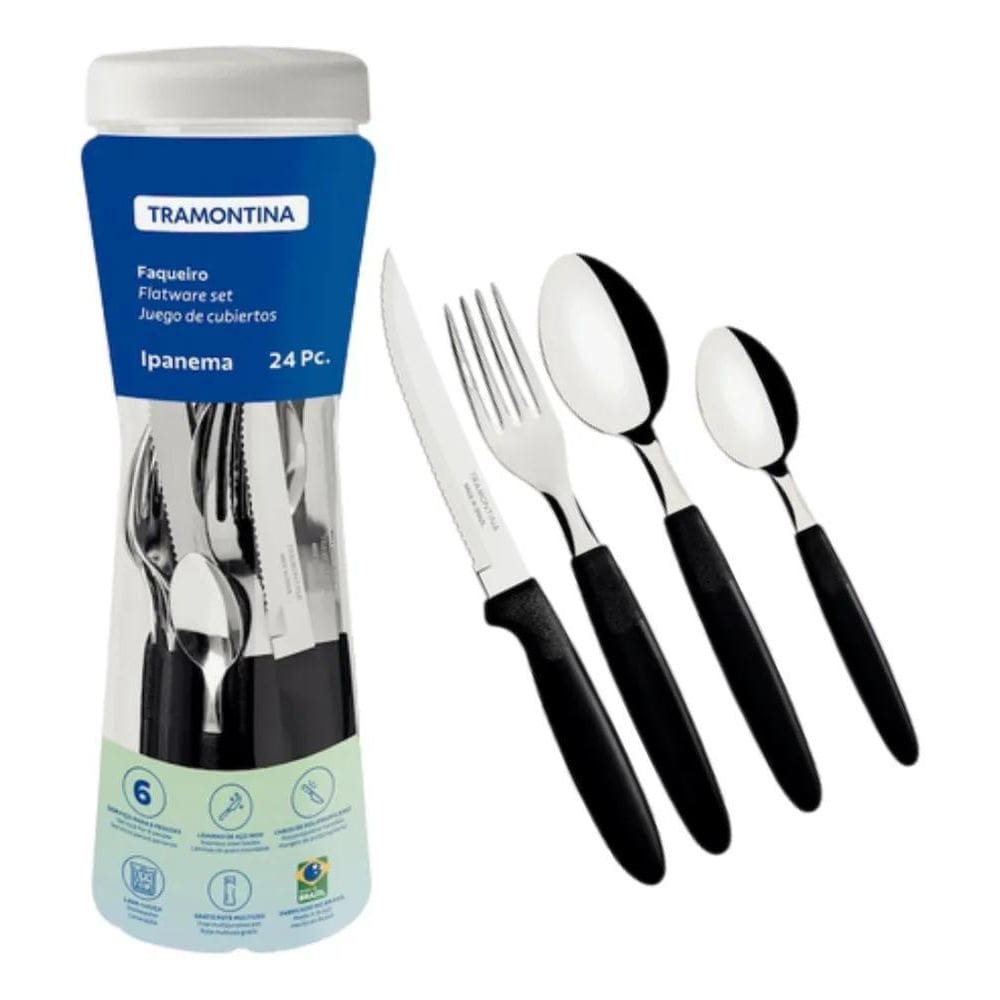 Conjunto Talheres Tramontina 24 Peças Ipanema Faqueiro Preto