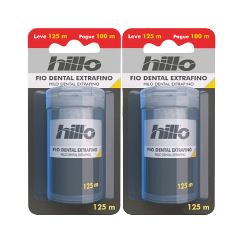 Kit 2 Fio Dental Hillo Extra Fino Leve 125m e Pague 100m