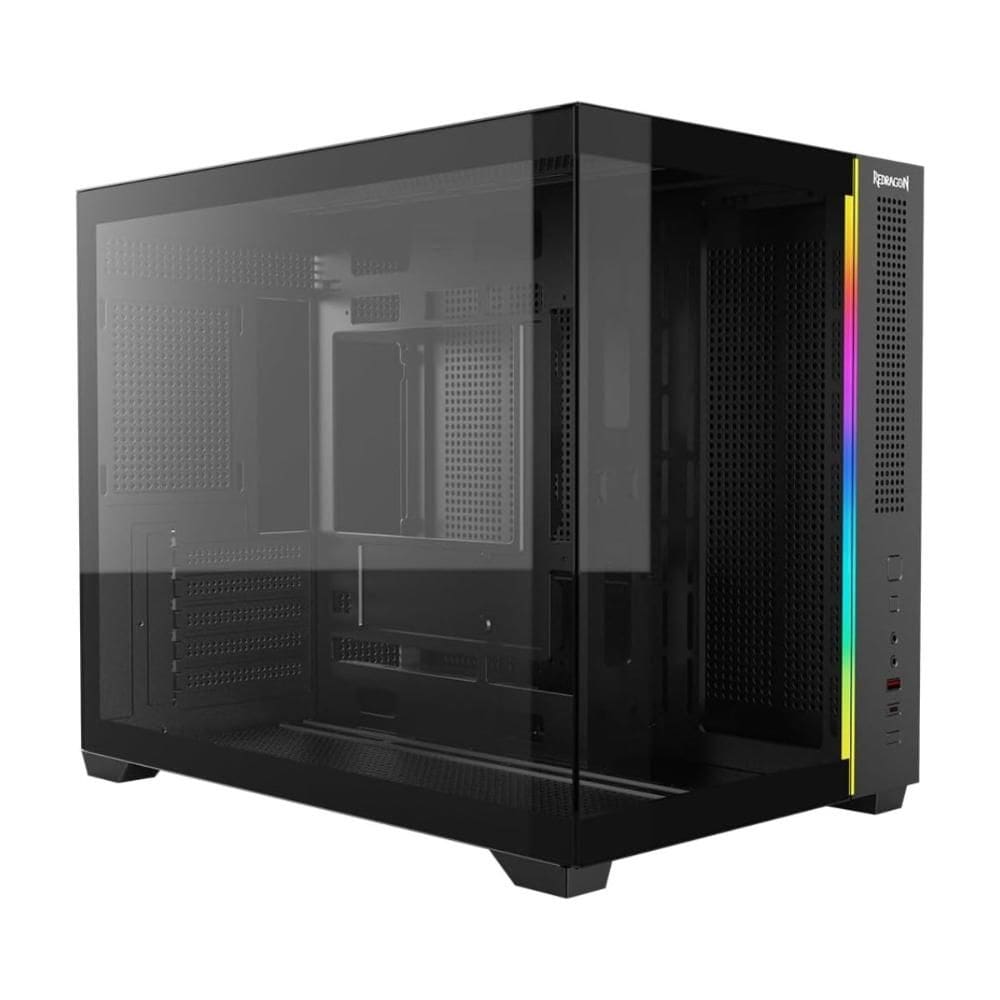 Gabinete Gamer Aquário Redragon Wideload Mini Lite - Vidro Temperado - RGB - Micro ATX - Preto