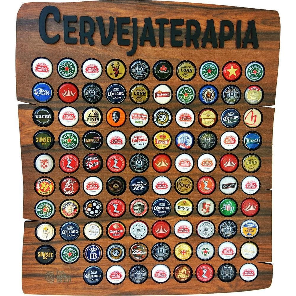 Quadro Decorativo Porta Tampinhas - Cervejaterapia - 80Un.