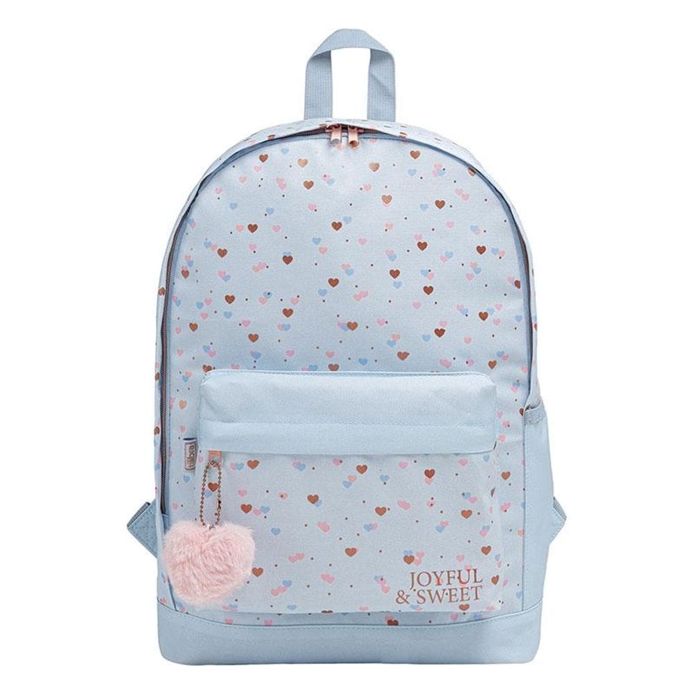 Mochila Escolar Académie Coração Metalizado 7809 Azul - Tilibra