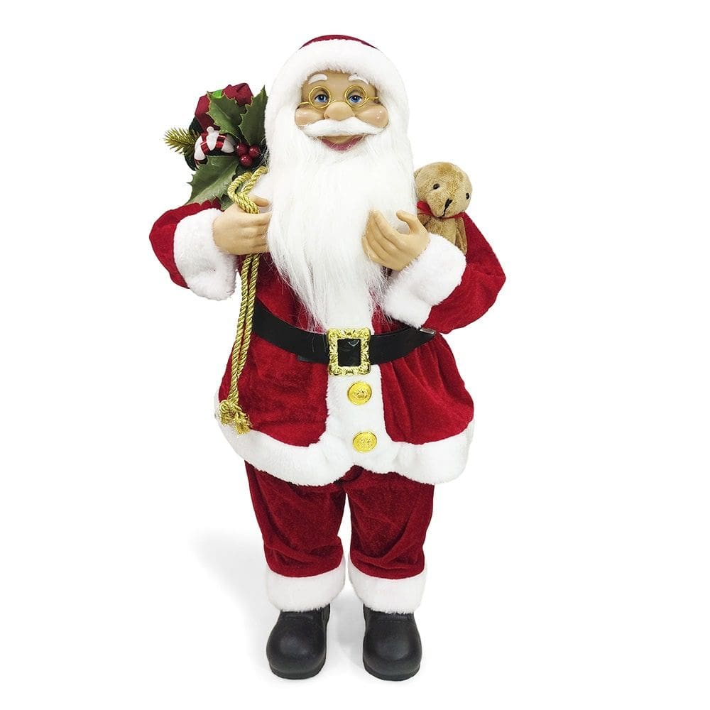Papai Noel Tradicional 60cm com Ursos e Presentes - Natal Elegante