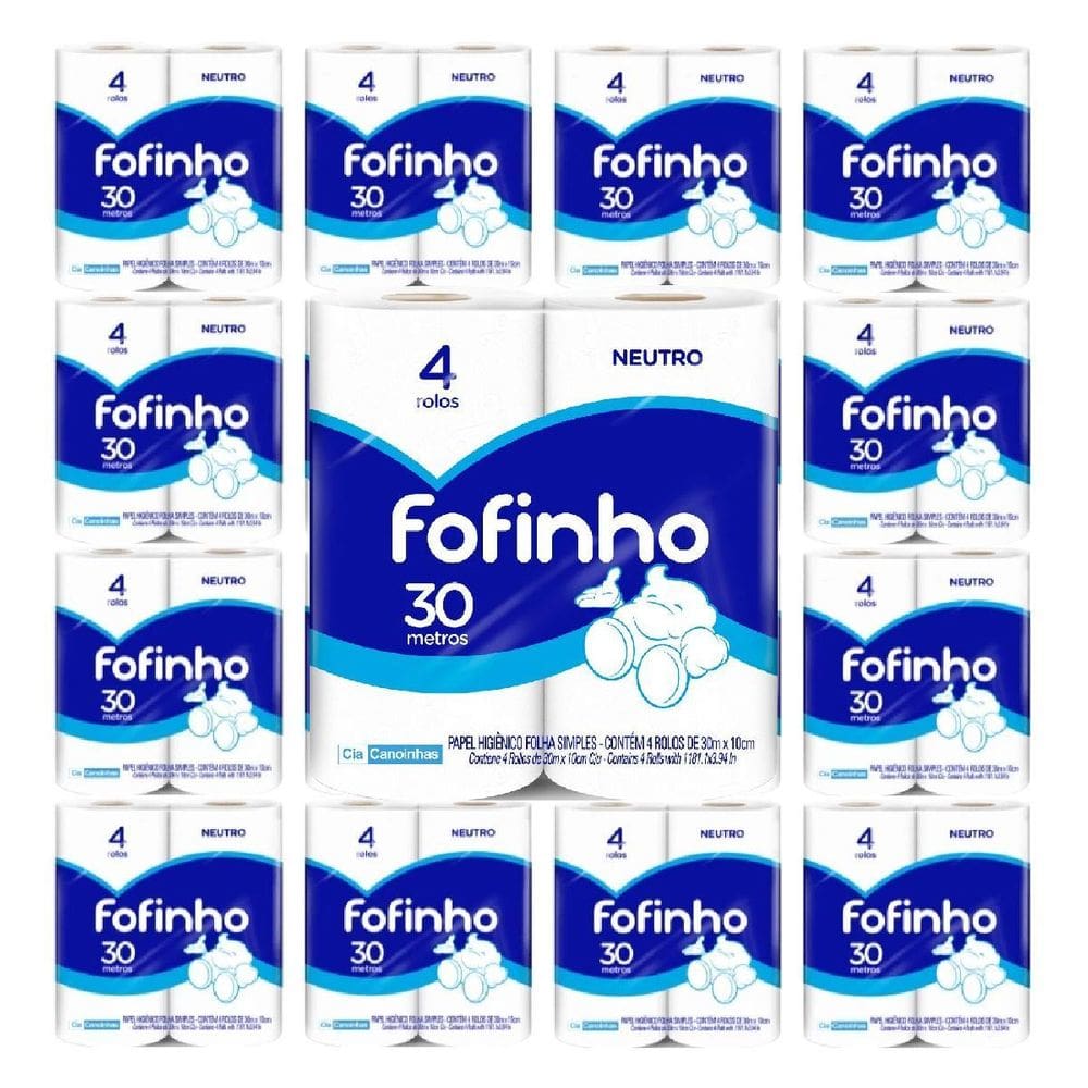 Papel Higiênico Folha Simples C/64 Rolos 30M Cada Fofinho