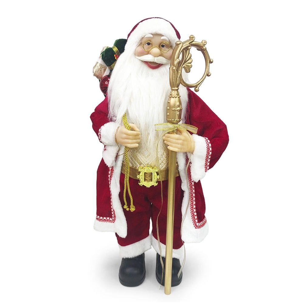 Papai Noel com Cajado 60cm - Decoração Natalina Elegante