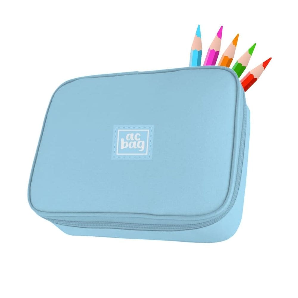 Estojo Box Organizador Azul Bebê Grande Escolar Multiuso Volta as Aulas Moderno Leve Prático Kawaii