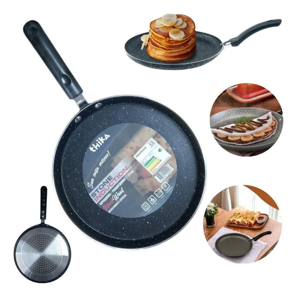 Frigideira Tapioqueira Panquequeira Com Indução 26Cm - Preta