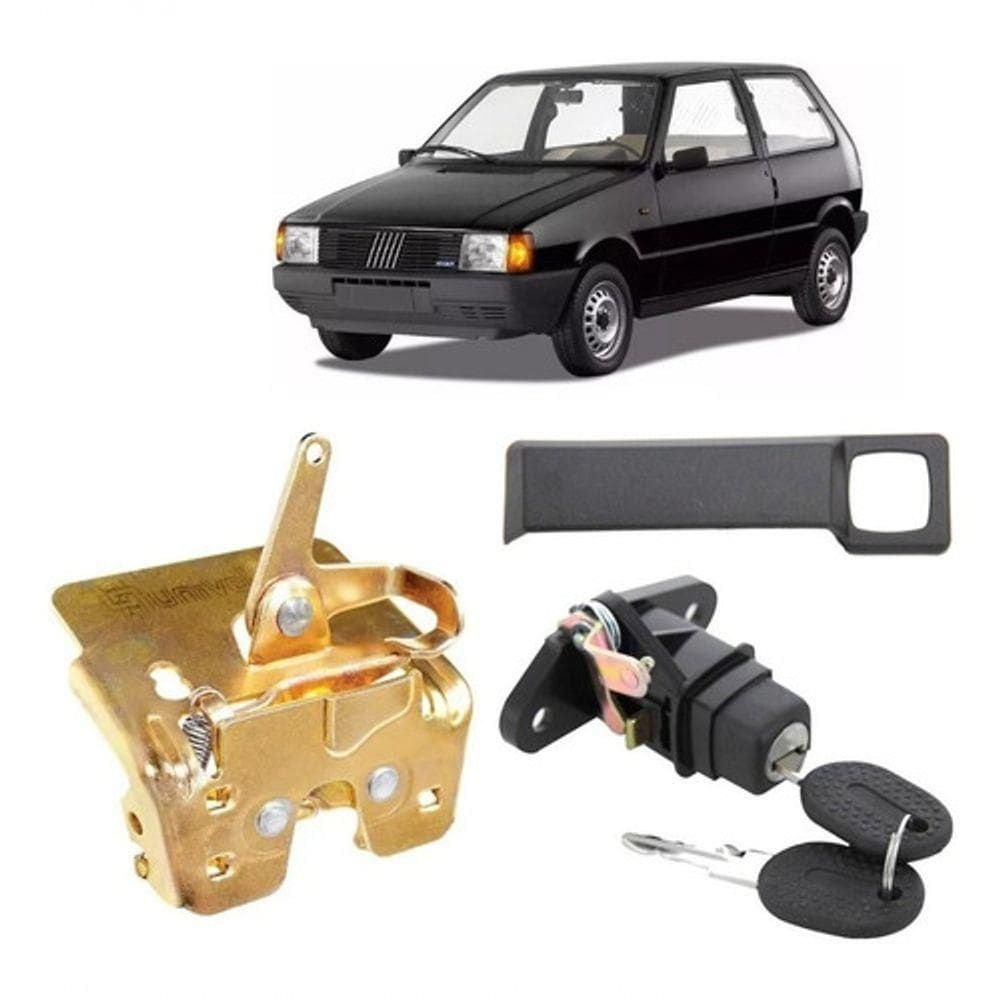 Kit Fechadura Cilindro Maçaneta Porta Mala Fiat Uno 96 A 04 - Un / 2 [f103]