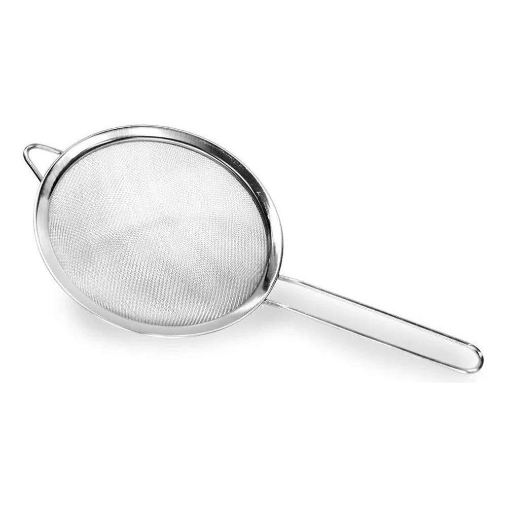 3X Peneira Inox 16Cm Com Cabo Coador Malha Aço Inox Resisten