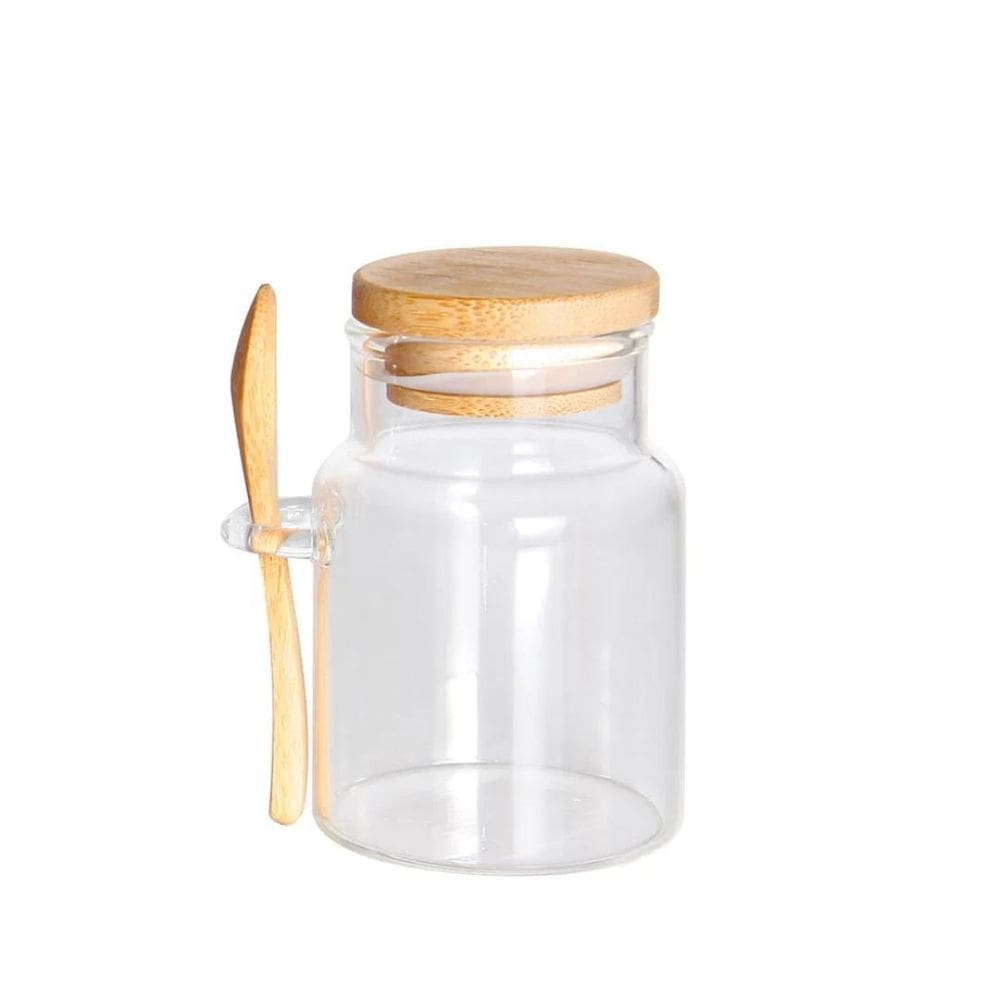 Porta Mantimentos Vidro Com Tampa E Colher Em Bambu 150Ml