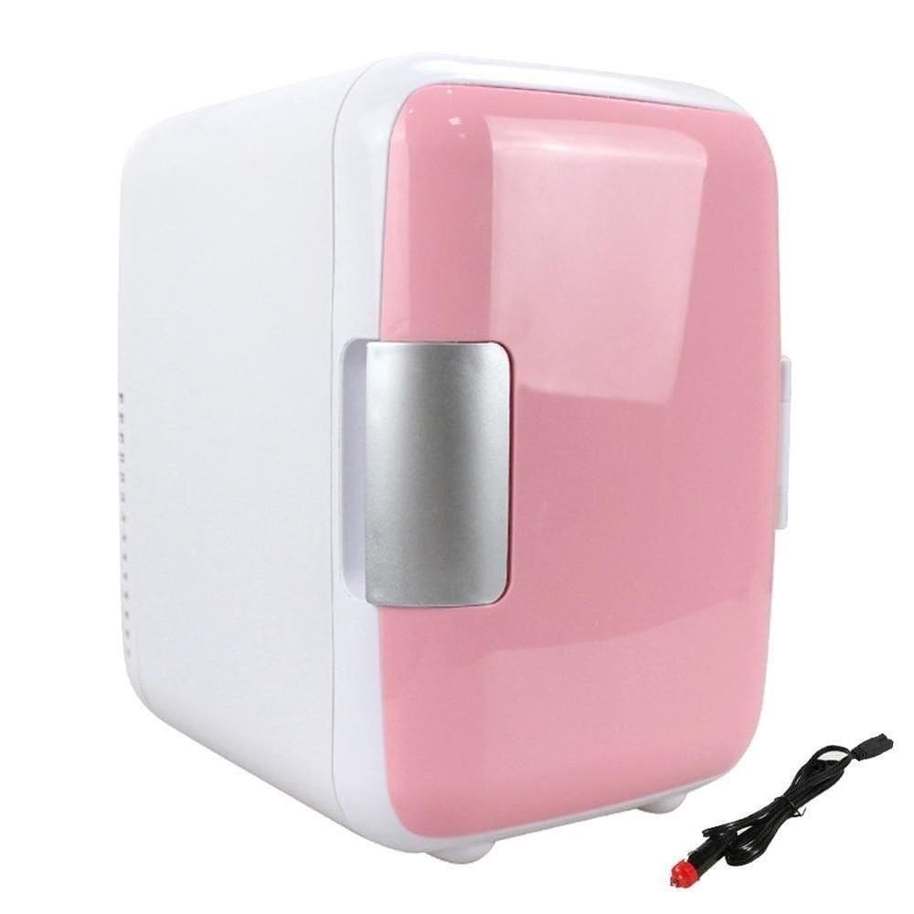 Mini Geladeira Frigobar 2 Em 1 Refrigerador E Aquecedor 12v 4l Retro Casa E Carro 4 Litros Rosa