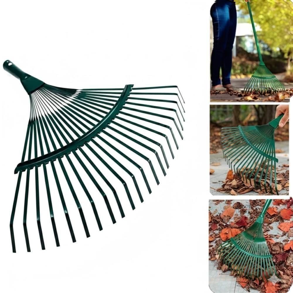 Vassoura Rastelo Jardinagem Grama 22 Dentes Ferro Metal Anchinho Jardim Grama Folhas Quintal Profissional