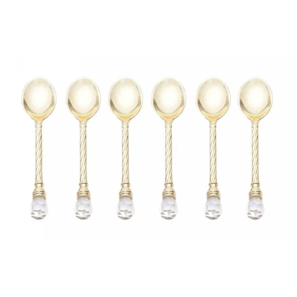 Cj 6 Colheres De Café De Zamac Crystal Dourado 11Cm - Wolff