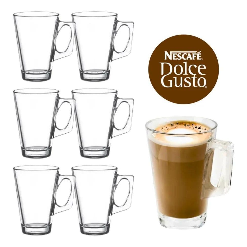 10X Kit 6 Canecas De Vidro 250Ml Cappuccino Dolce Gusto - E