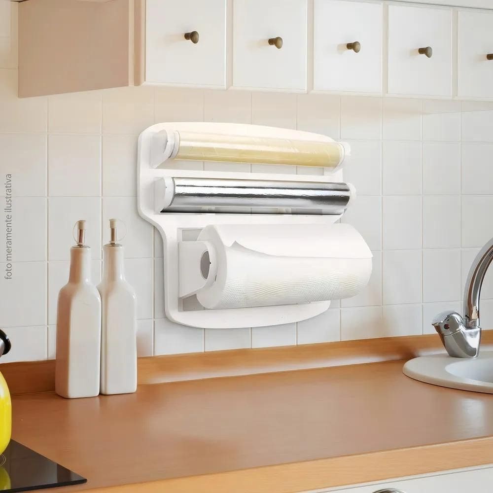 3X Suporte Papel Alumínio Filme Cozinha Suspensa Toalhas Pvc