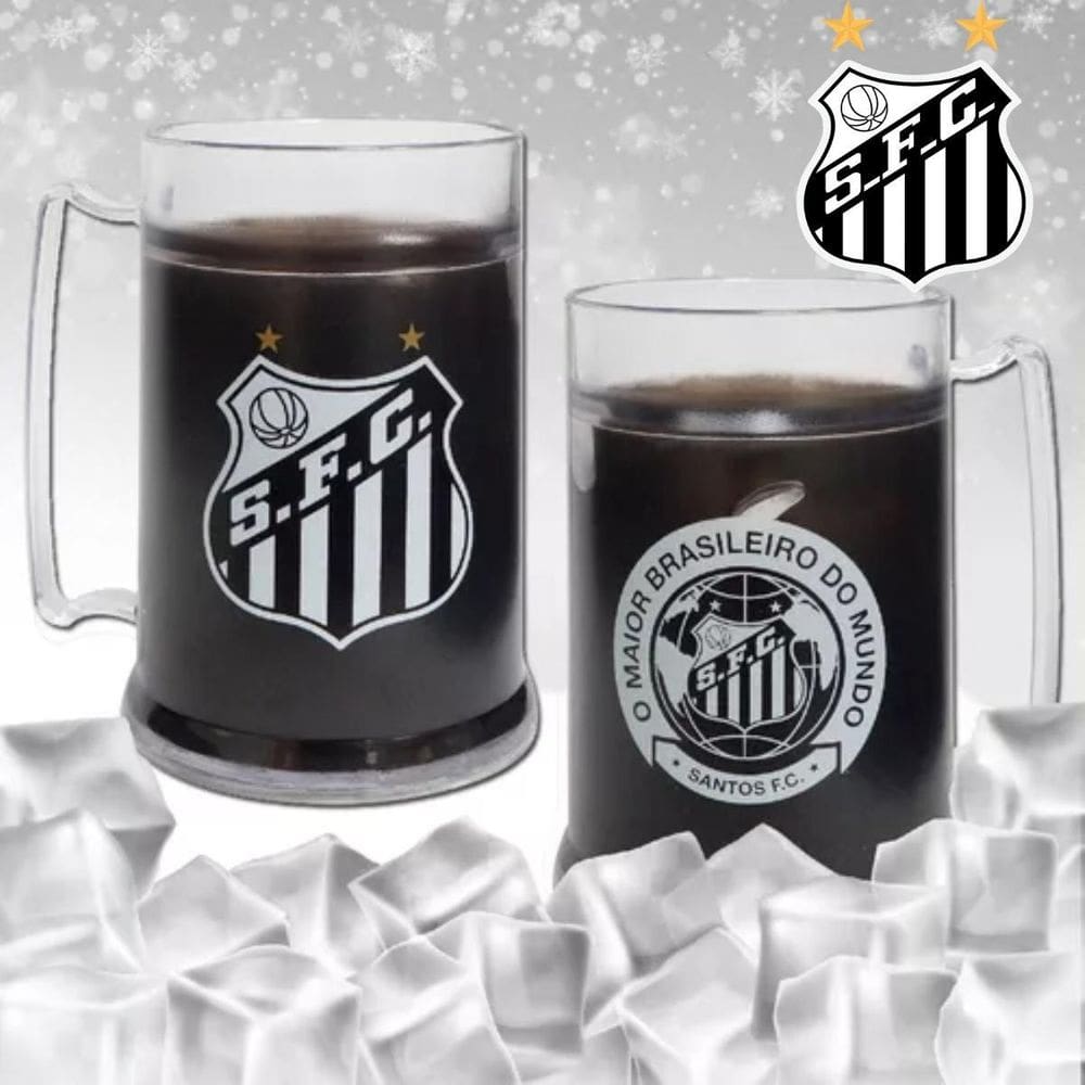 Caneca Gel Santos Futebol Mantém Sua Bebida Sempre Gelada