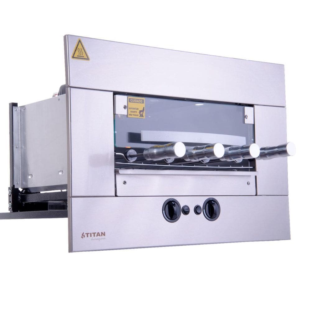 Churrasqueira A Gás De Embutir 4 Espetos Rotativos Age Titan