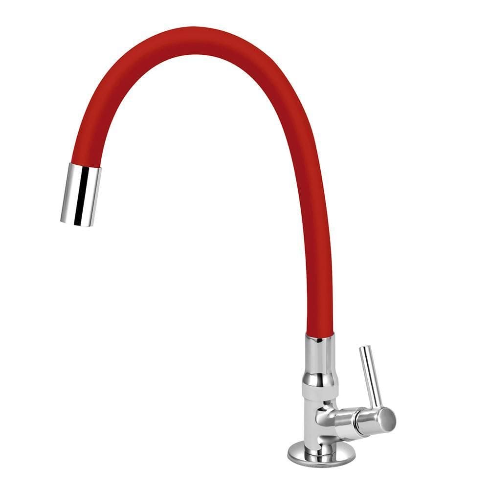 Torneira Cozinha De Mesa Tubo Gourmet Flexível Vermelho